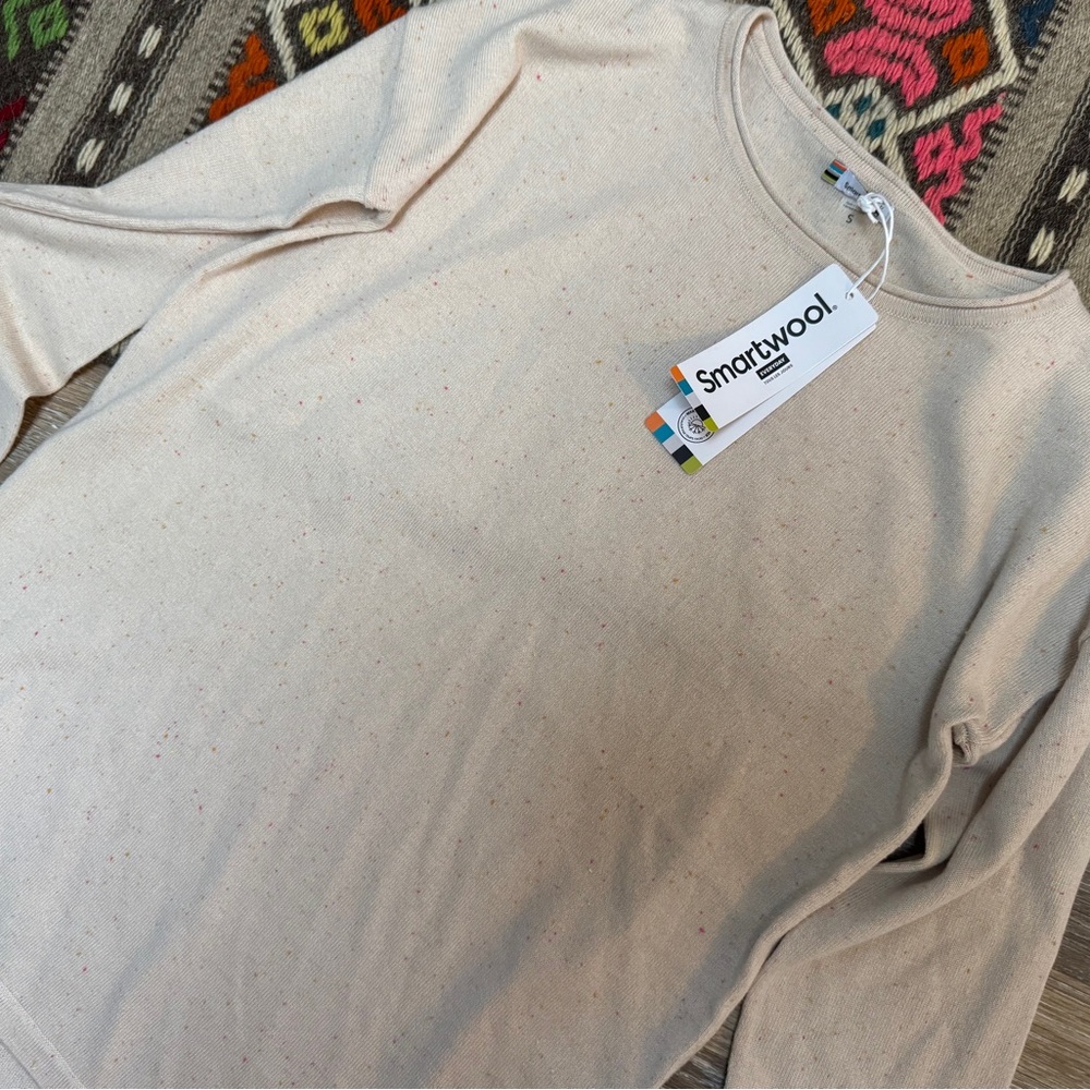 Smartwool Shadow Pine Lightweight Merino Blend Sweater Size S Cream NEW w/ TAGS - Picture 5 of 13